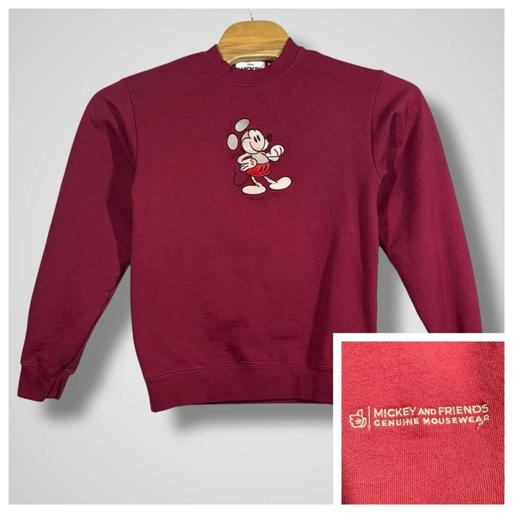 Disney Parks Mickey Mouse Genuine Mousewear Pullover Sweatshirt S Red Sweater‎